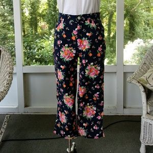 High waist navy floral cropped flares Ralph Lauren